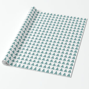 Triangles - Ocean Green on White Wrapping Paper