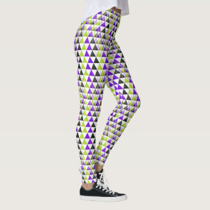 Triangles pattern - black green lilac + your back. leggings