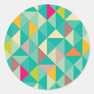 Triangles pattern classic round sticker