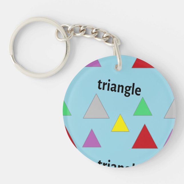 Triangles pattern on blue key ring (Front)