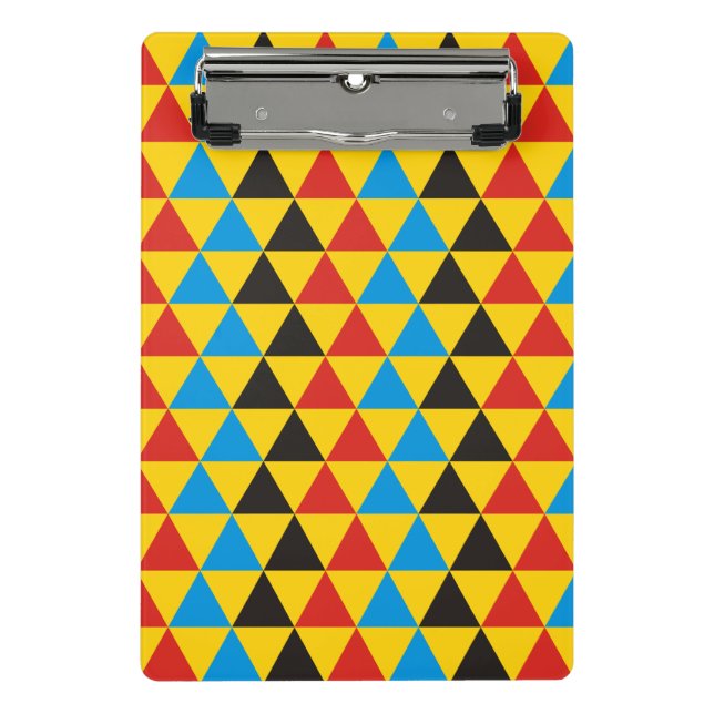 Triangles pattern - red black blue + your backgr. mini clipboard (Front)