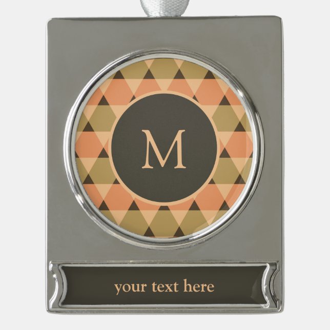 Triangles Pattern Silver Plated Banner Ornament (Front)