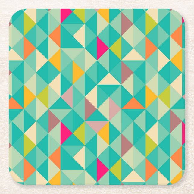 Triangles pattern square paper coaster (Front)