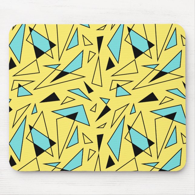 Triangles Pattern - Yellow & Turquoise Mouse Mat (Front)