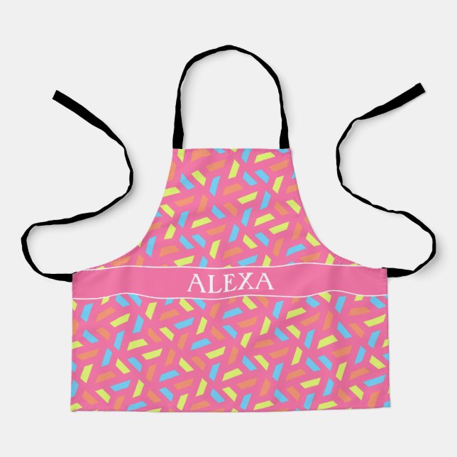 Triangles Peach Blue Minimal Pattern Apron (Front)