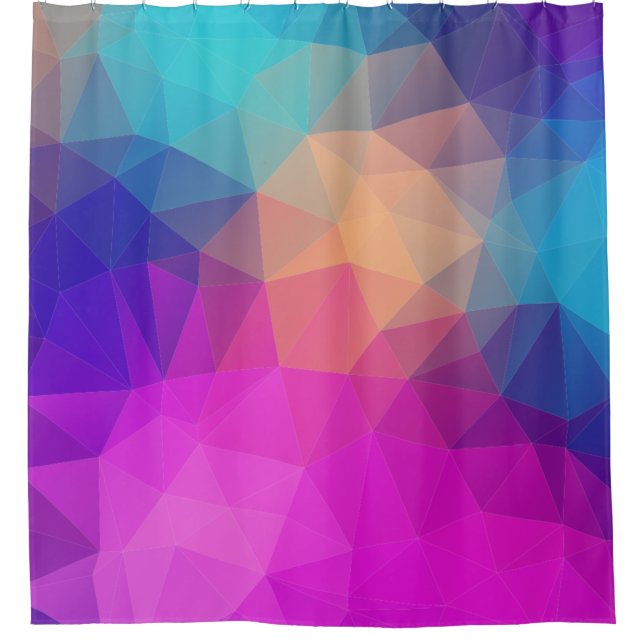 Triangles polygon colour pink shower curtain (Front)