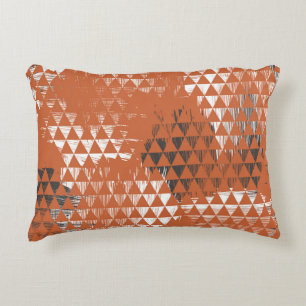 Triangles Seamless: Orange Background Decorative Cushion
