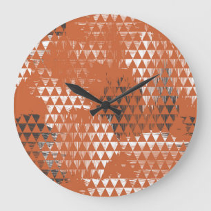 Triangles Seamless: Orange Background Large Clock