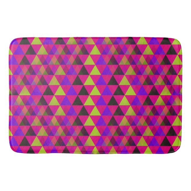 Triangles seamless pattern - green black violet bath mat (Front)
