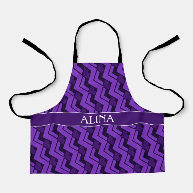 Triangles Violet Black Minimal Pattern Apron (Front)