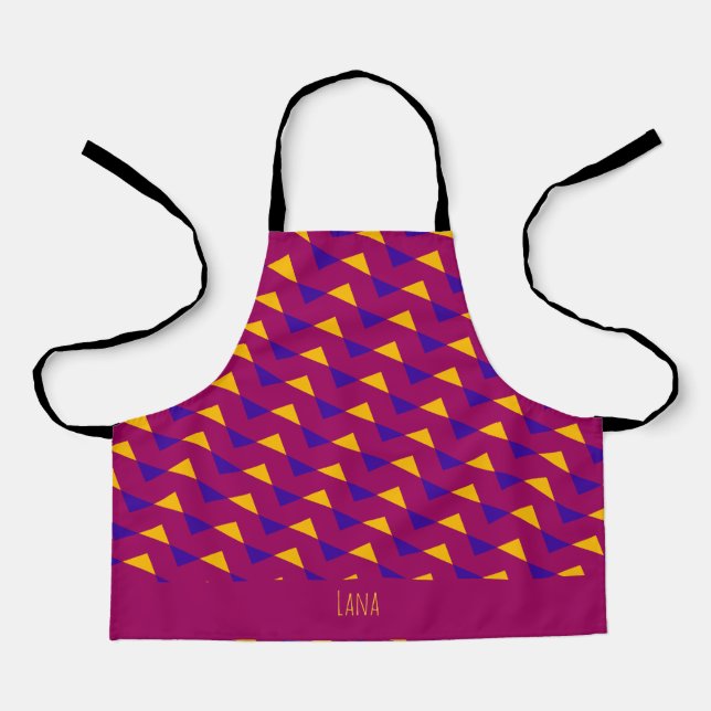 Triangles Violet Yellow Minimal Pattern Apron (Front)