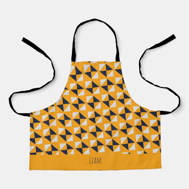 Triangles Yellow Blue Minimal Pattern Apron (Front)