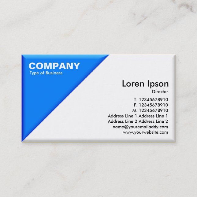 Triangular Corner - 3d Effect - Blue and White Business Card (Front)