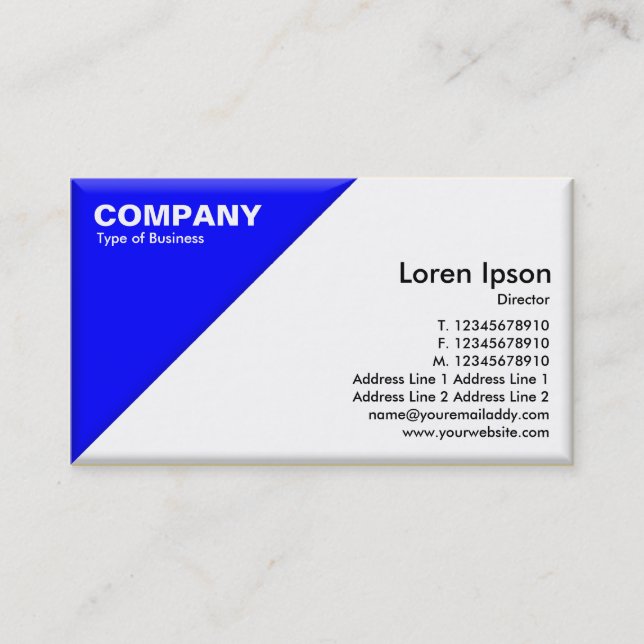 Triangular Corner - 3d Effect - Blue and White Business Card (Front)