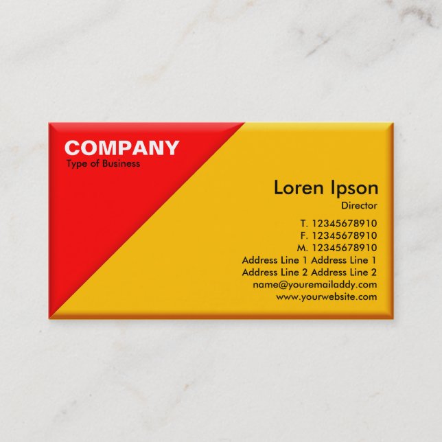 Triangular Corner - 3d Effect - Red and Amber Business Card (Front)