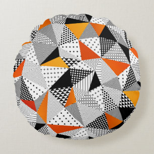 Triangular Fashion: Vintage Polygonal Elegance. Round Cushion