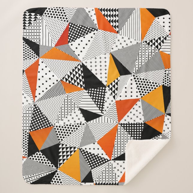 Triangular Fashion: Vintage Polygonal Elegance. Sherpa Blanket (Front)