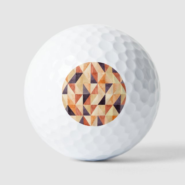 Triangular Mosaic Watercolor Earthy Pattern Golf Balls (Front)