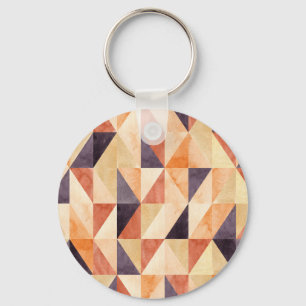 Triangular Mosaic Watercolor Earthy Pattern Key Ring