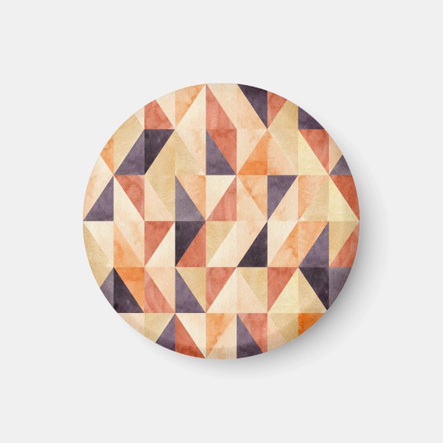 Triangular Mosaic Watercolor Earthy Pattern Magnet (Front)