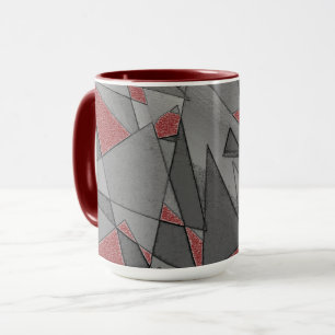Triangular rough cutouts, over red background mug