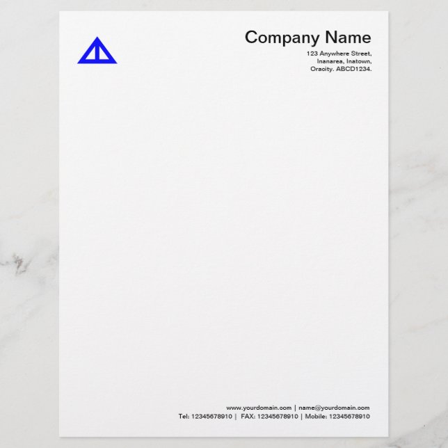 Triangular Shape 02 - Blue Personalised Letterhead (Front)