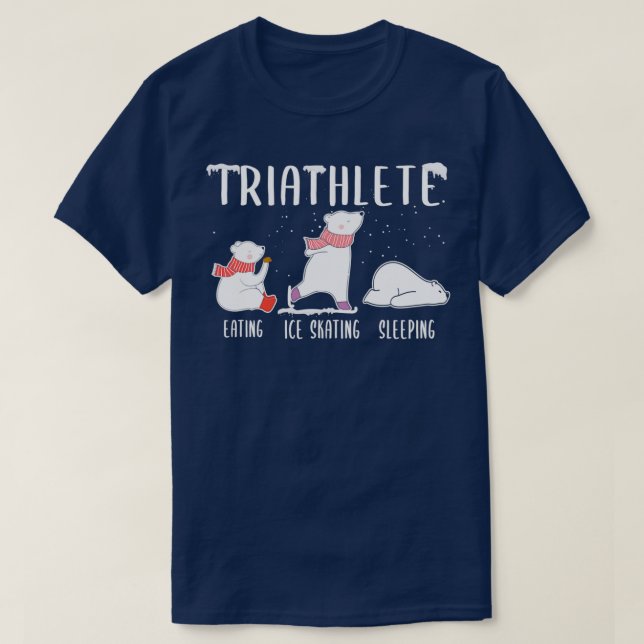 Triathlete Eating Ice Skating Sleeping Polar Bear  T-Shirt (Design Front)