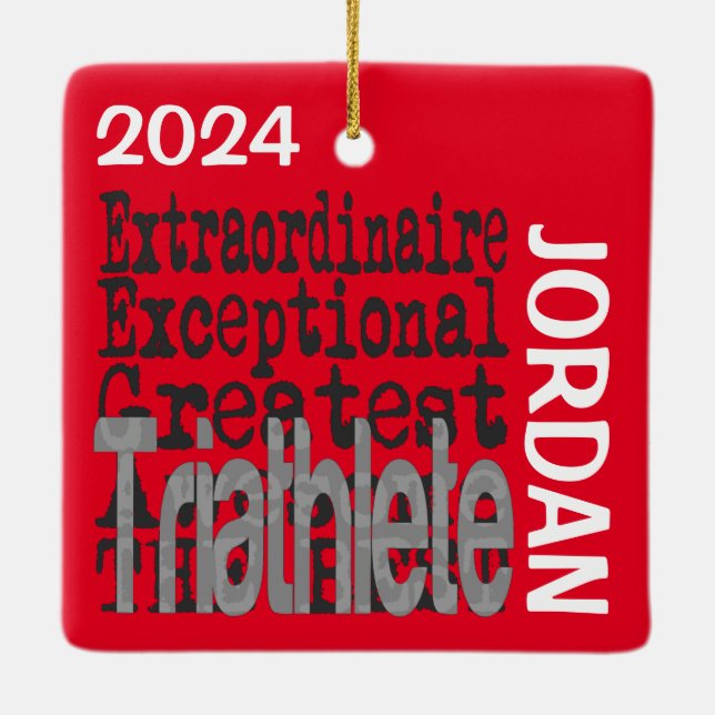 Triathlete Extraordinaire CUSTOM Ceramic Ornament (Back)