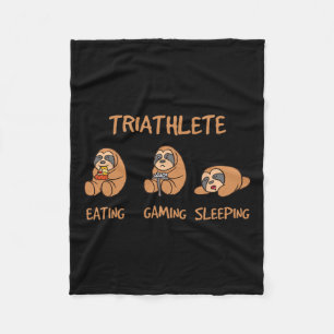 Triathlete Funny Gaming Sloth Playing Video Game N Fleece Blanket