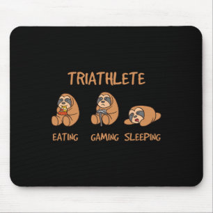 Triathlete Funny Gaming Sloth Playing Video Game N Mouse Mat