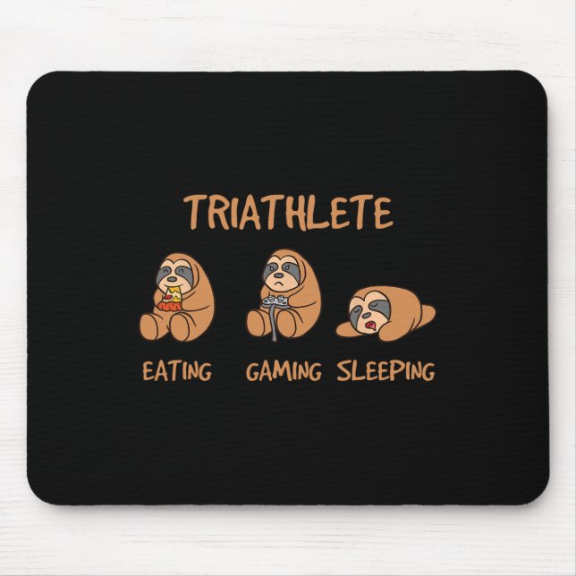 Triathlete Funny Gaming Sloth Playing Video Game N Mouse Mat (Front)