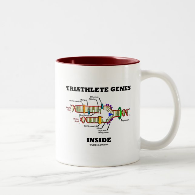 Triathlete Genes Inside (DNA Replication) Two-Tone Coffee Mug (Right)