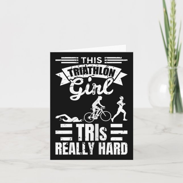 Triathlete Girls Funny Triathlon  Card (Front)
