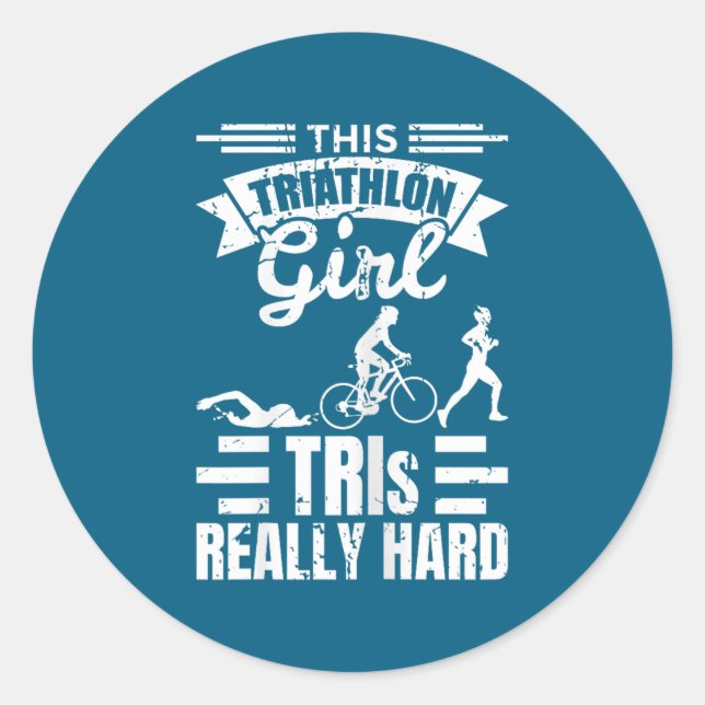 Triathlete Girls Funny Triathlon  Classic Round Sticker (Front)
