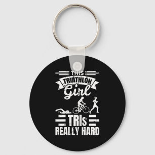 Triathlete Girls Funny Triathlon Key Ring