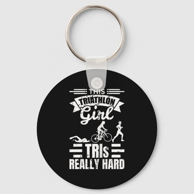Triathlete Girls Funny Triathlon  Key Ring (Front)