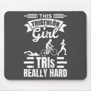 Triathlete Girls Funny Triathlon Mouse Mat