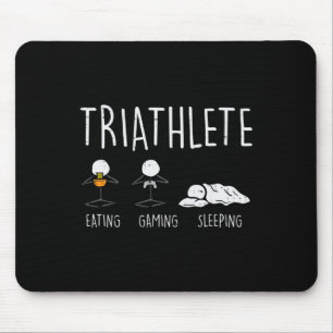 Triathlete Stickman Eat Video Game Sleep Funny Gam Mouse Mat