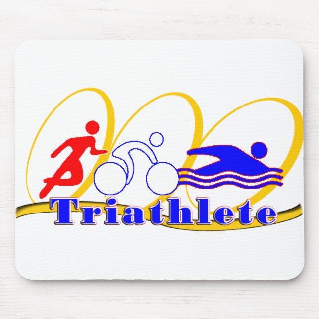 Triathlete SWIM RUN BIKE Mouse Mat (Front)