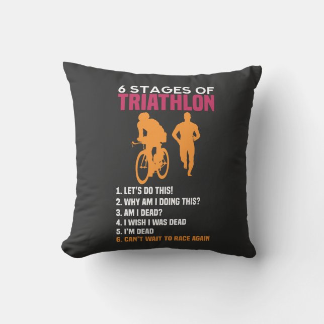 Triathlon - 6 Stages Of Triathlon Cushion (Front)