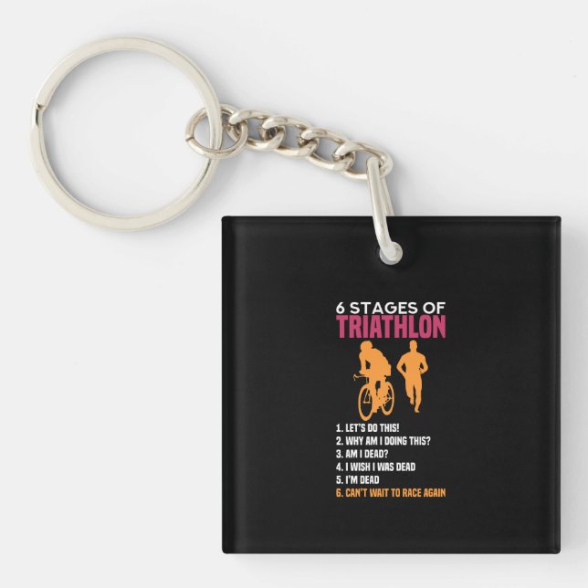 Triathlon - 6 Stages Of Triathlon Key Ring (Front)