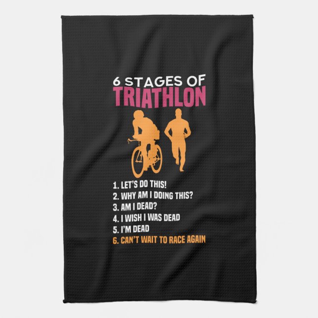Triathlon - 6 Stages Of Triathlon Tea Towel (Vertical)