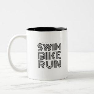 Triathlon black design Two-Tone coffee mug