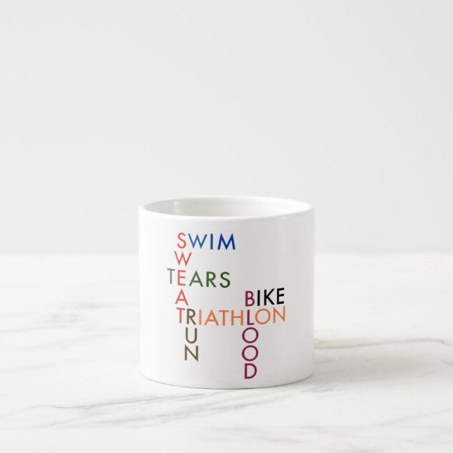Triathlon blood sweat and tears espresso cup (Front)