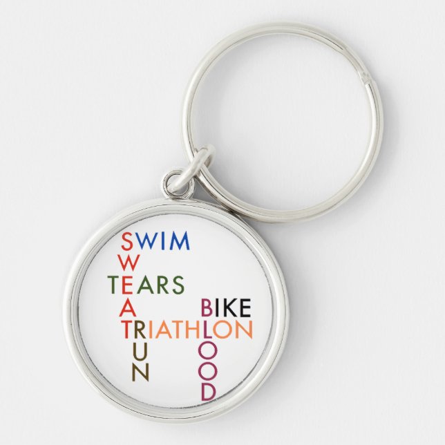 Triathlon blood sweat and tears key ring (Front)