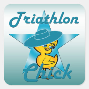 Triathlon Chick #7 Square Sticker
