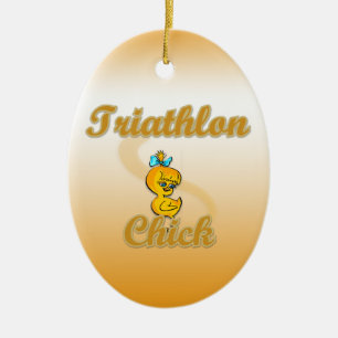 Triathlon Chick Ceramic Tree Decoration