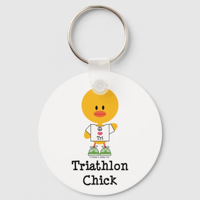Triathlon Chick Keychain (Front)