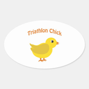 Triathlon Chick Oval Sticker