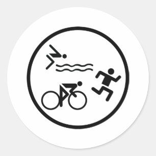 triathlon circle icon classic round sticker